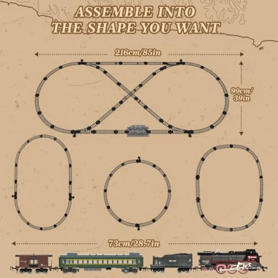 Ensemble de Train électrique pour Locomotive à vapeur classique télécommandée, avec feux de fumée et sons, Trains rétro, jouets pour C