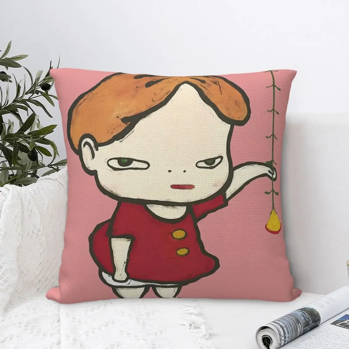 

Flower Lightbulb Girl Painting Cojines Yoshitomo Nara Throw Pillow Case Cushion Covers Home Sofa Chair Decorative Backpack