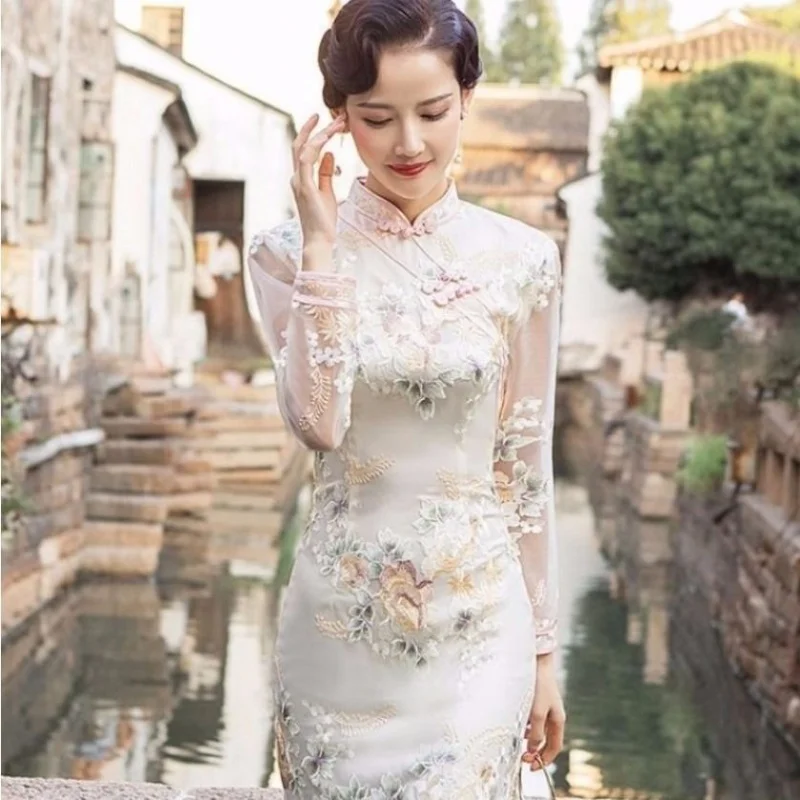 Party Women Dress Luxury China Style Elegant Banquet Long Qipao Oriental Female Wedding Slim Prom Cheongsam Gowns Vestido S-4XL