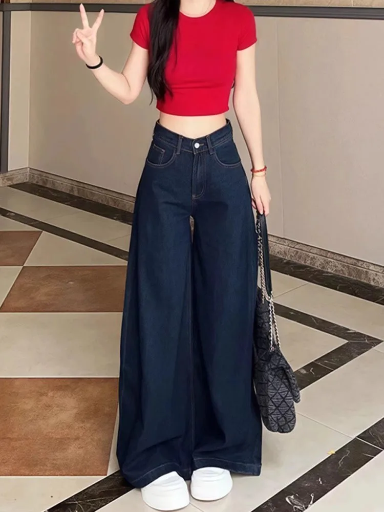 

Прямые джинсы с высокой талией, женские свободные джинсовые брюки Bootcut, осенние большие размеры, груша, утягивающее тело, длина до пола