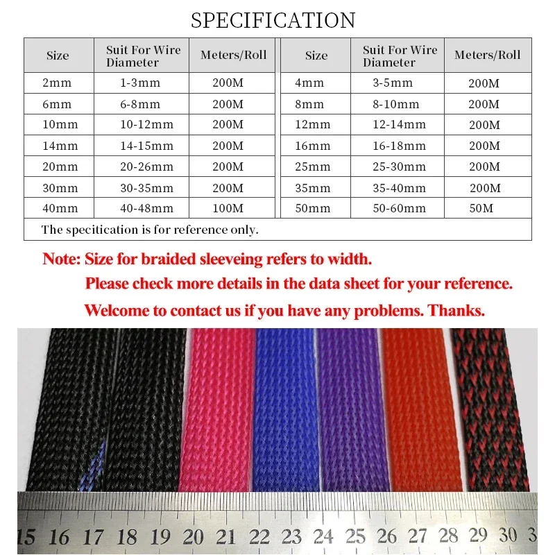 Expandable Insulated Braided Sleeving 2/4/6/8/10/12/14/16/20/25/30/40mmTight PET Wire Gland High Density Protection Cable Sleeve