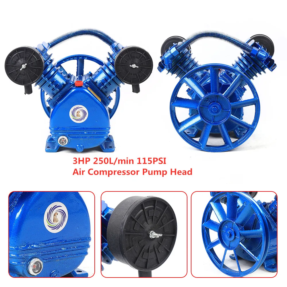 

Twin Cylinder Air Compressor Pump Head, Single Stage, US 3HP, 250L/min, 115PSI, V Type