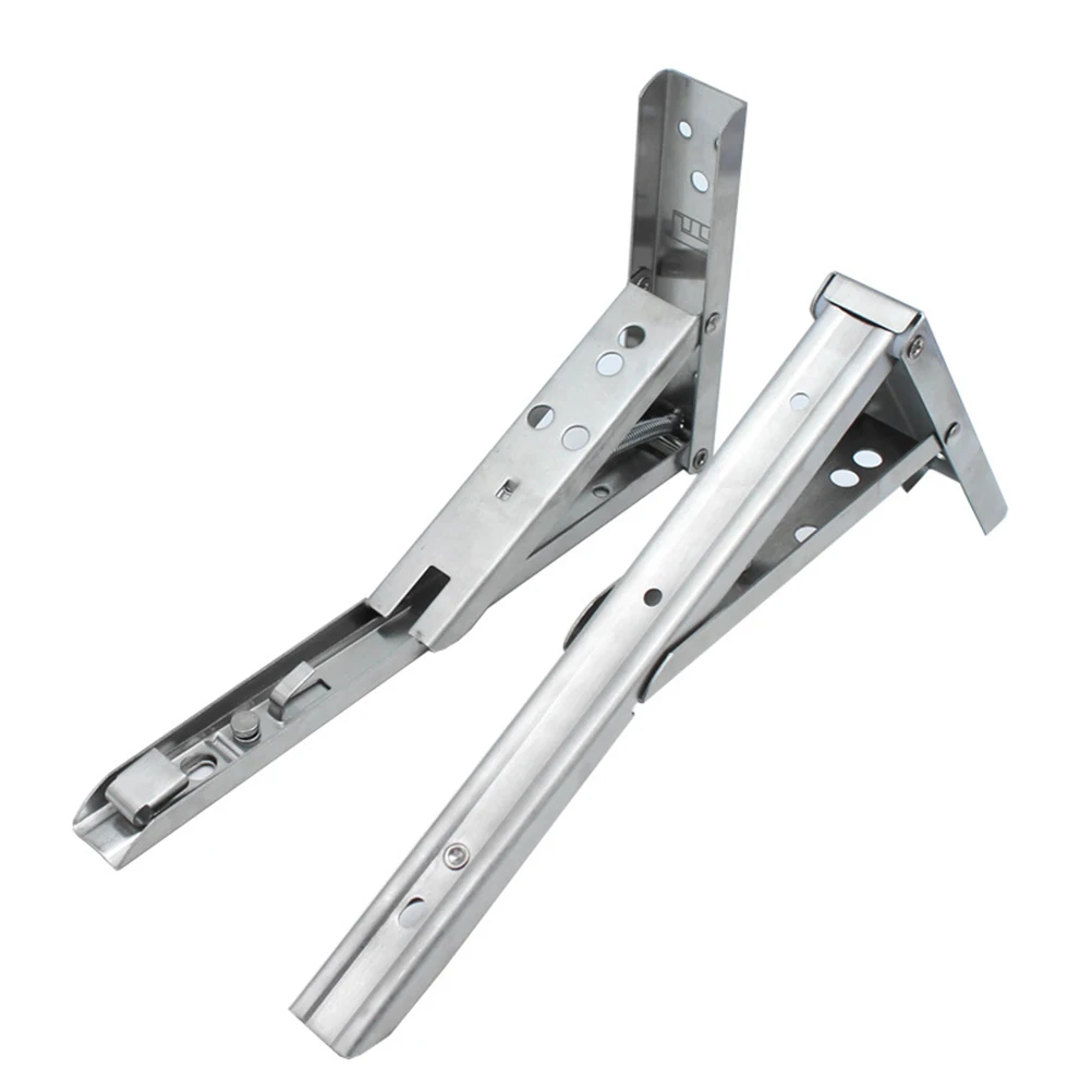 

2Pcs Stainless Steel Shelf Bracket Foldable Wall Mounted Spring Loaded Triangle Support For Home Store Display