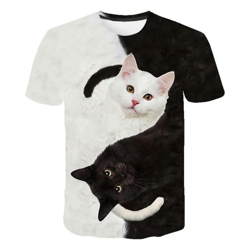 2024 New for Cool Fashion T Shirt for Men and Women Two Cats Print 3d T Shirt Summer Short Sleeve T Shirts Male T Shirts XXS-5XL