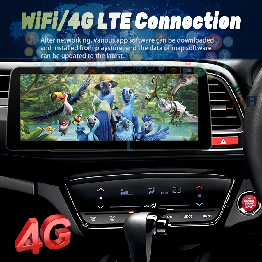 Lecteur vidéo de voiture Android 14, écran large de 12.3 pouces, radio stéréo pour Honda VEZEL HRV 2015 2018 RHD, limitation GPS, unité principale Carplay