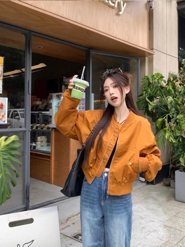 

​American Retro Baseball Jacket for Women 2025 Loose Fitting Stylish Crop Jacket Trendy Spring Autumn Layering Piece​