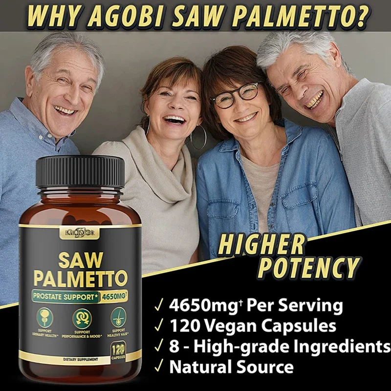 11-in-1 Saw Palmetto Capsules with Ashwagandha, Turmeric, Tribulus, Maca, Healthy Prostate and Hair Support