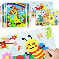 5-20Pcs New 3D EVA Foam Sticker Puzzle Game DIY Cartoon Animal Learning Education Toys For Children Kids Multi-patterns Styles