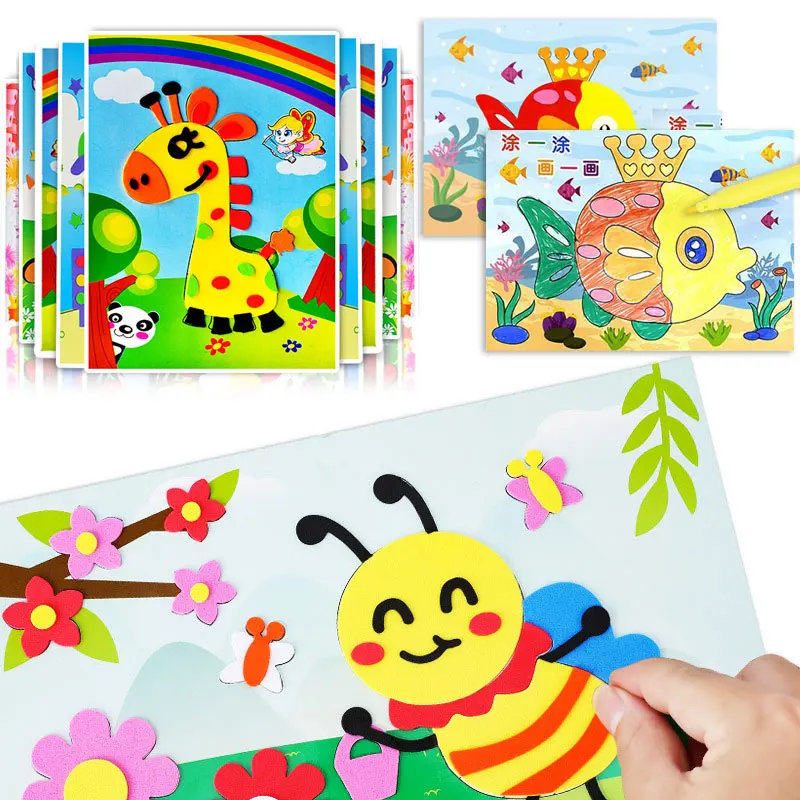 5-20Pcs New 3D EVA Foam Sticker Puzzle Game DIY Cartoon Animal Learning Education Toys For Children Kids Multi-patterns Styles