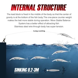 NOEBY Jerkbait Minnow 110mm – Señuelo hundimiento lento para agua salada