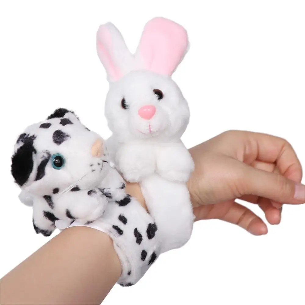 Gift Jungle Animal Stuffed Animal Wristband Clap Circle Rabbit Bunny Cartoon Slap Bracelet Soft Children Gifts