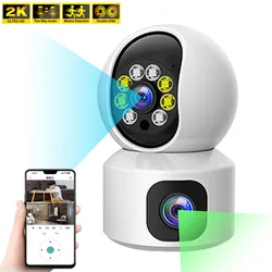 Câmera de Vigilância Smart Home Security, Monitor de Vídeo, Babá, Pet, Interior, Câmera de Vigilância, Lente Dupla, WiFi, IP, CCTV, 360 °, PTZ, 4MP