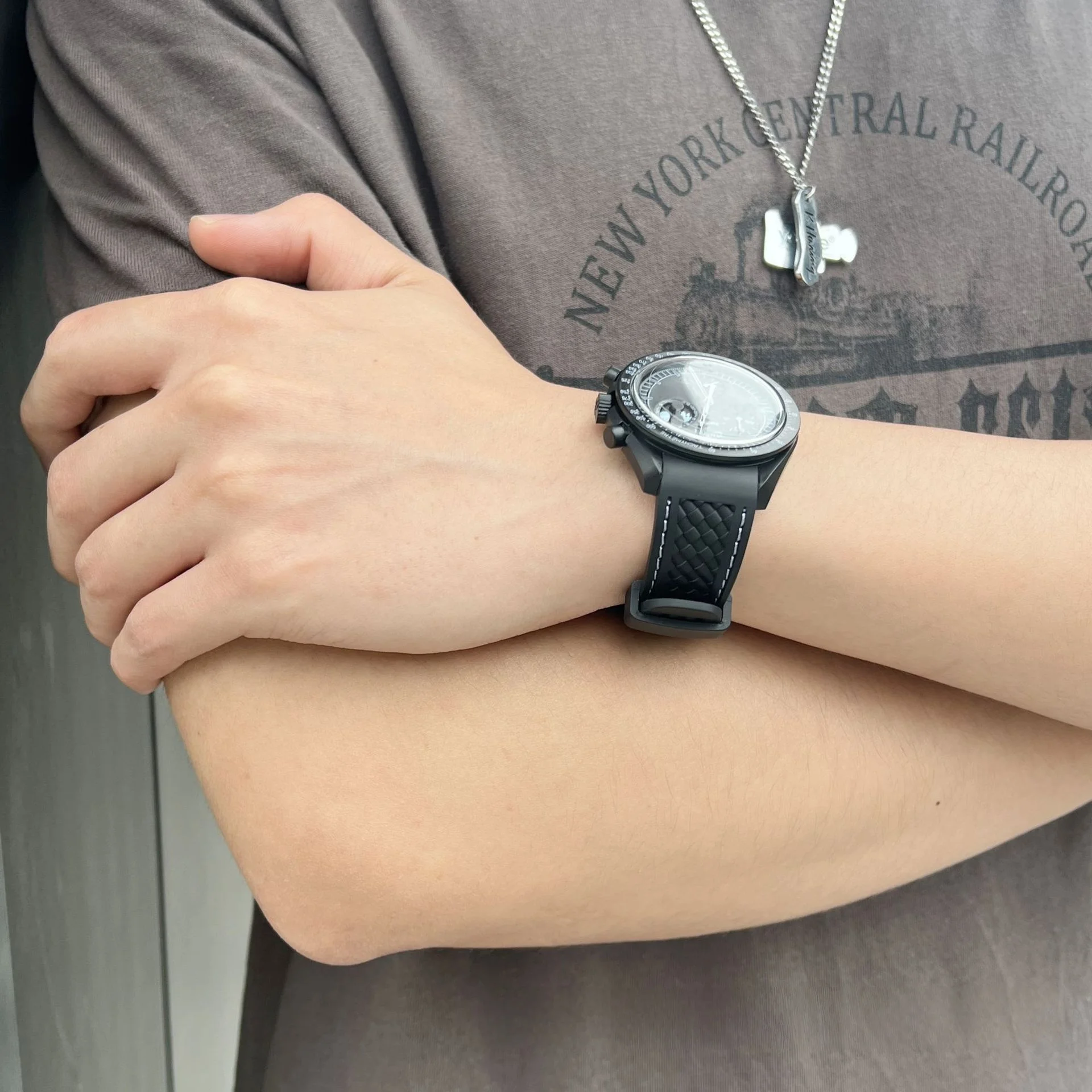 20 مللي متر الإفراج السريع منحني حزام ساعة اليد ل أوميغا x سواتش Moonswatch ساماستر 300/AT150 رولكس الغواصة الفرقة المطاط سوار