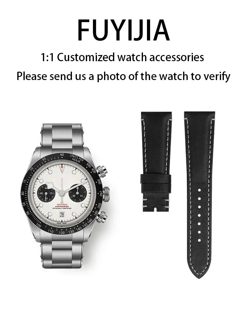 

FUYIJIA Male Custom BLACK BAY Original Watchbands 22*18mm 20*18mm Cowhide Strap Steel Folding Buckle Waterproof Leather Belt