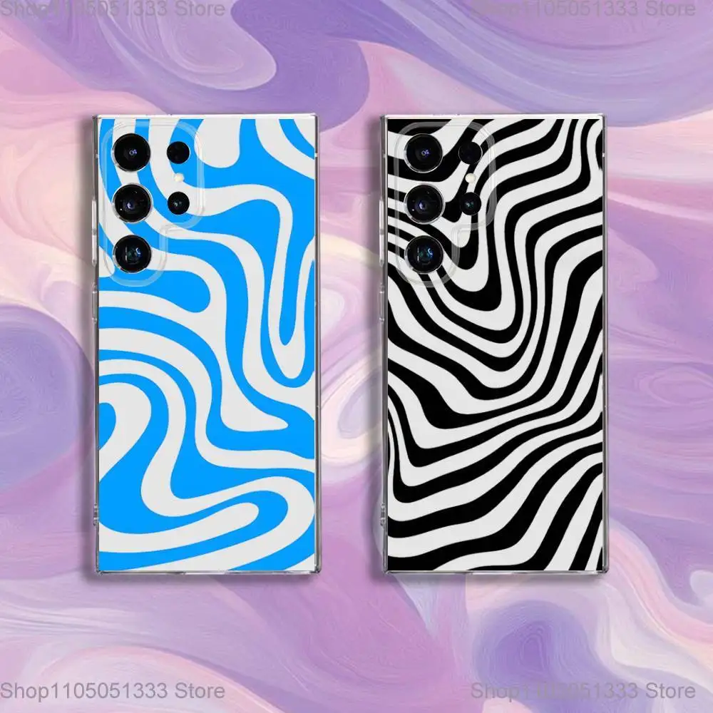 

Lrregular Stripes High-End Phone Case For Samsung S24,30,21,22,23,20 FE,lite,PIus,Ultra,5G,Note,9,10 Transparent Cover