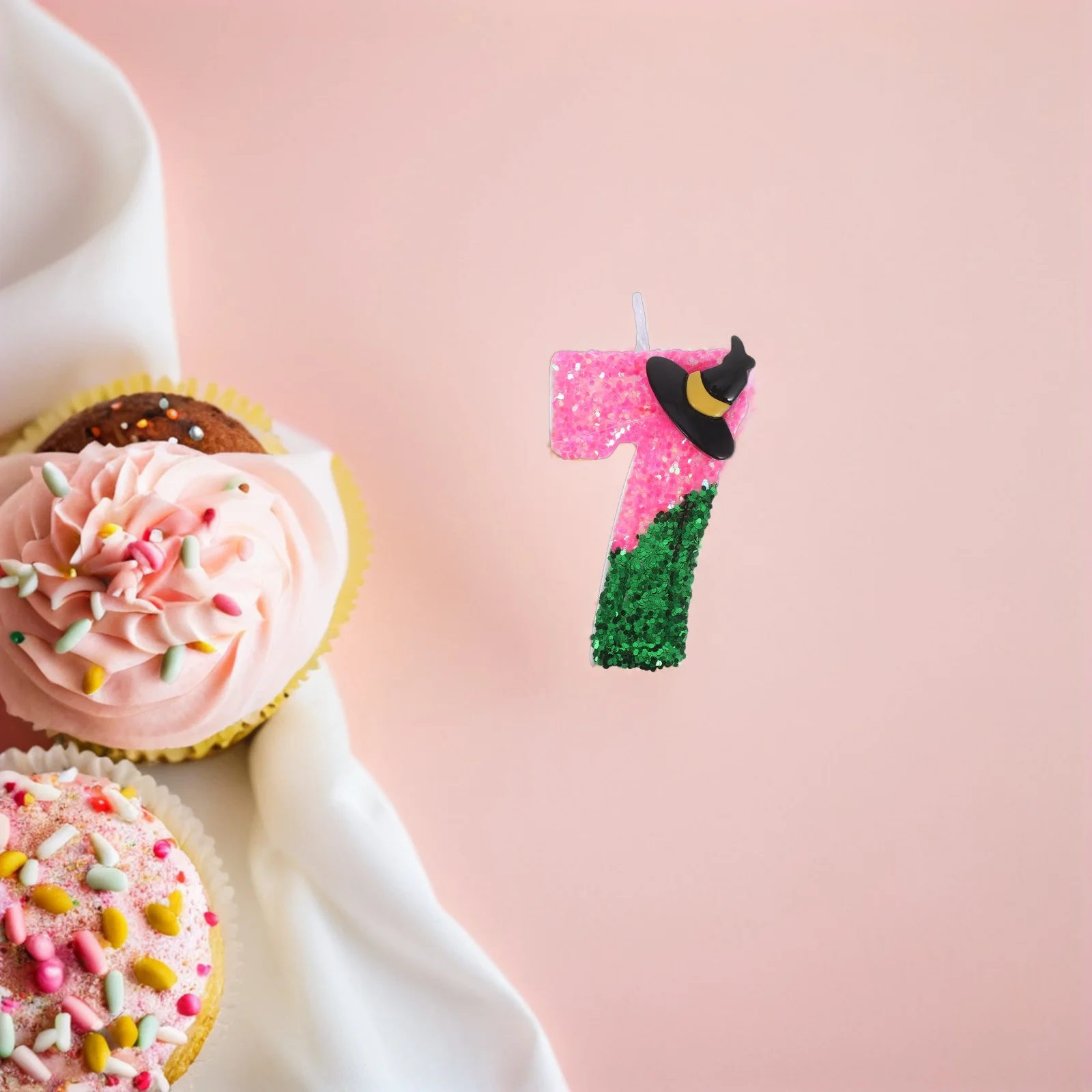 تصميم قبعة الساحر اللامعة رقم 7 لكعكة عيد الميلاد السابع، ملحق زخرفي إبداعي للحفلات #3