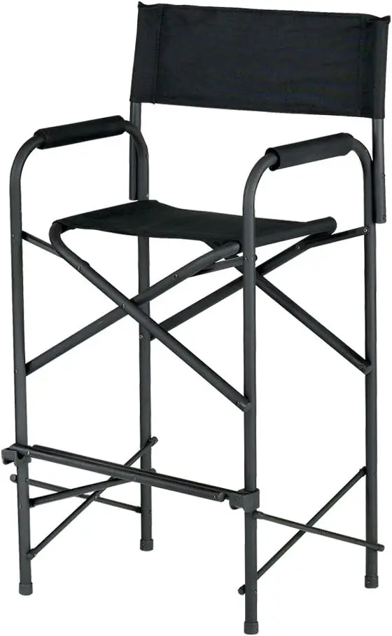 

Tall Directors Chair, Seat 31” High, Padded Armrests and Storage Bag, Black