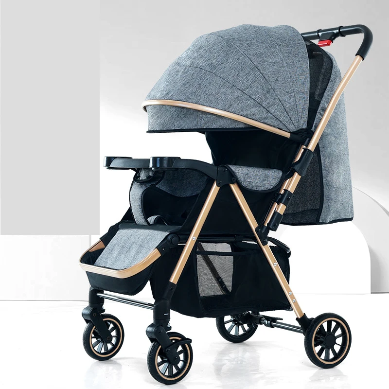 NEW Four Wheel Suspension Baby Lightweight Sitting and Lying High Landscape Children's Two-way Baby One Click Foldable Stroller