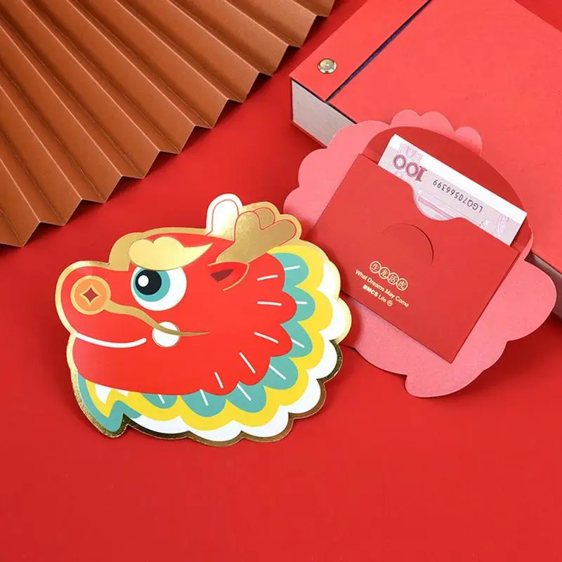 Enveloppes rouges de l'année du dragon, sac d'argent porte-bonheur du nouvel an chinois, paquets rouges, décor de l'année lunaire, festival du printemps, 2024, 6 pièces