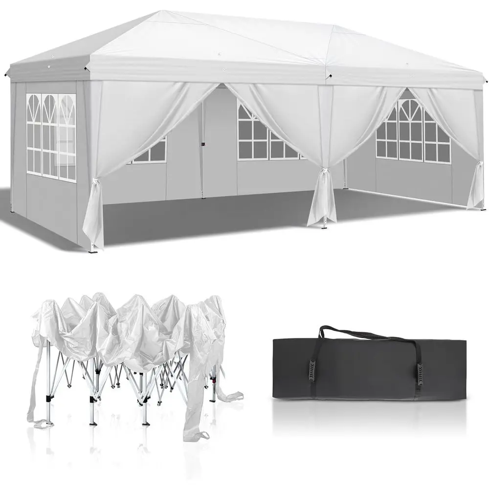 

Тент-шатер 10x20 футов с 6 боковыми стенками и сумкой для переноски, уличный навес-беседка, тент для мероприятий на открытом воздухе, коммерческий уличный навес