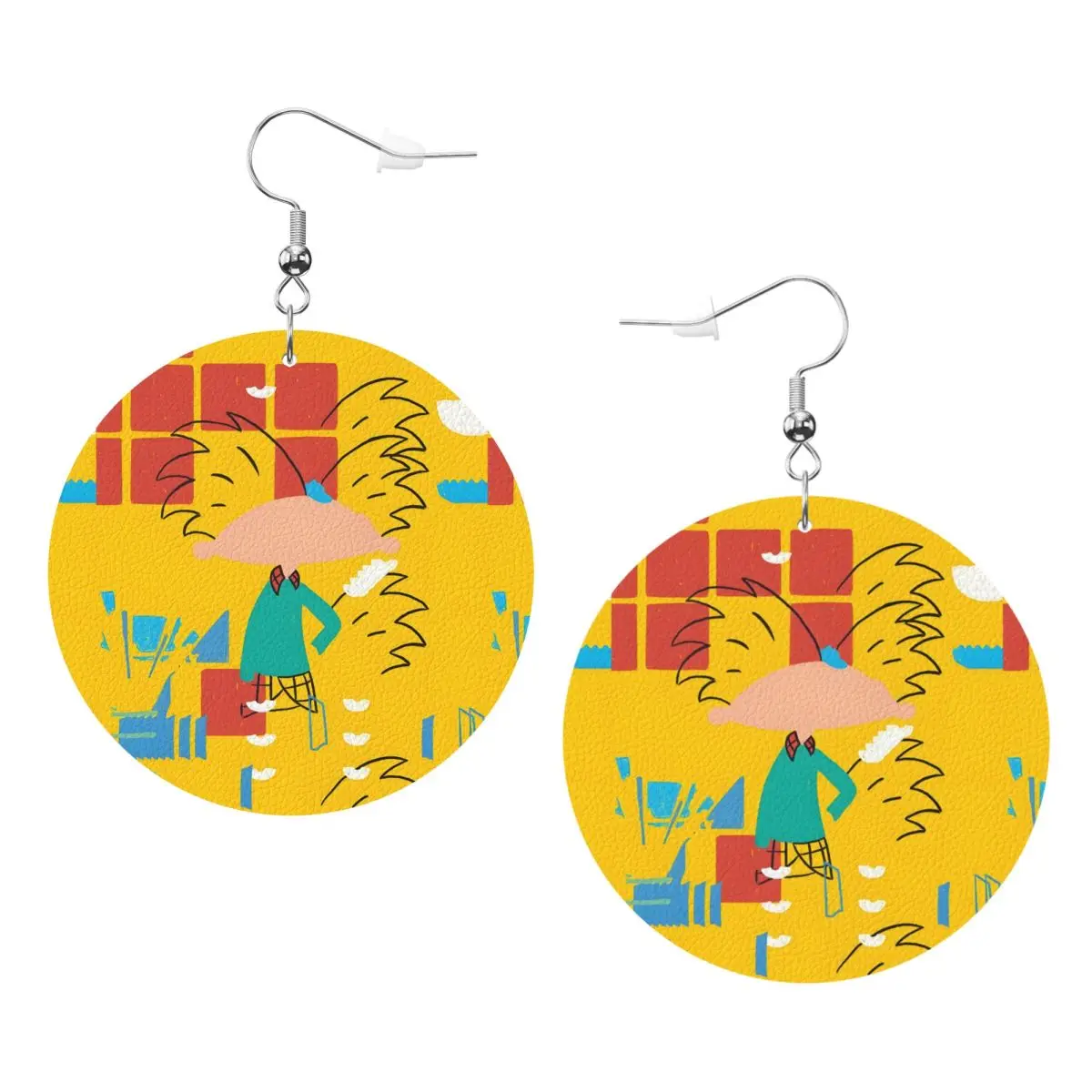 

Custom Drop Dangle Earrings Hey Funny Arnold Leather Teardrop Earrings PVC Leather for Gifts Dainty Jewelry