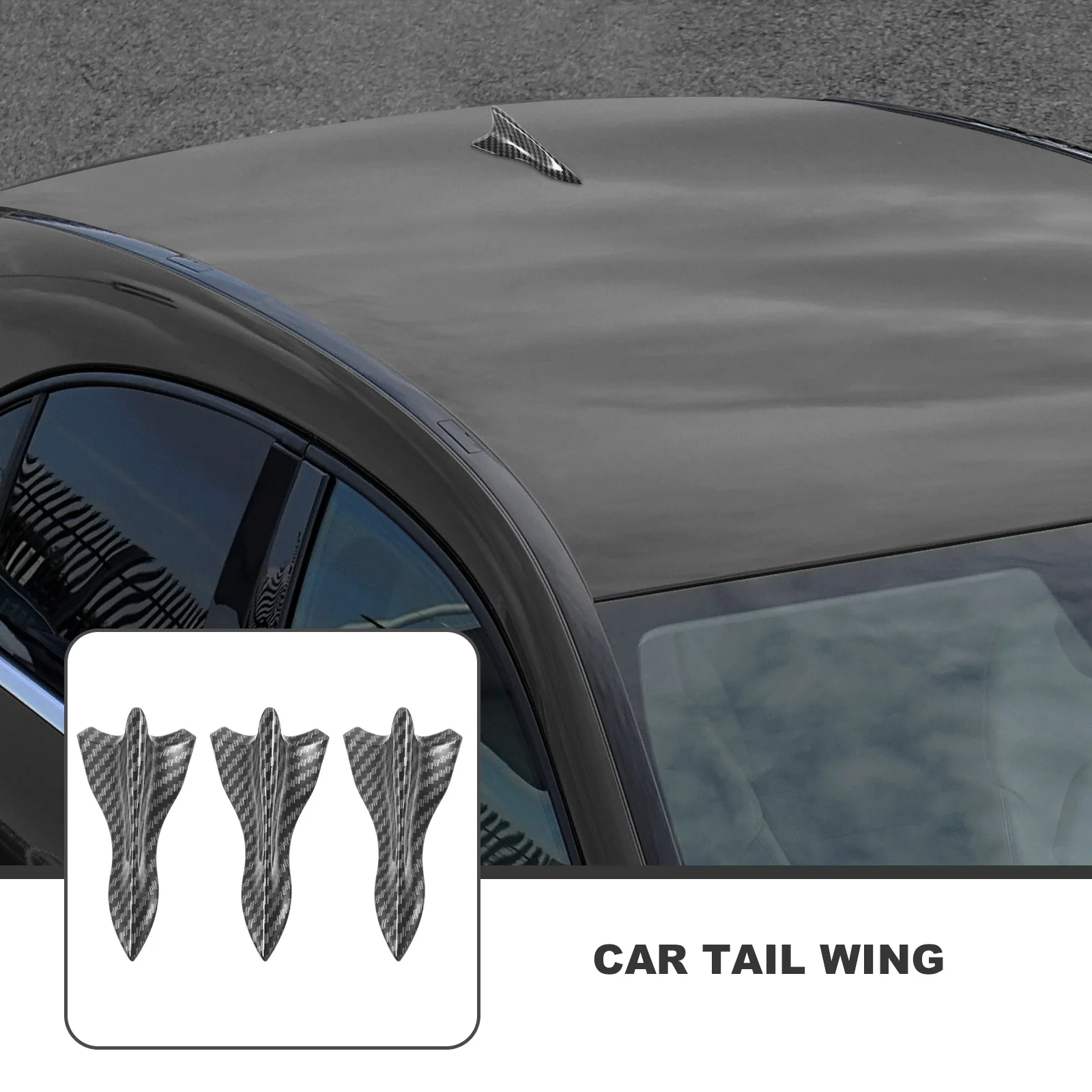 

5Pcs Carbon Fiber Car Tail Wing Rear Spoiler Tail Strip Vehicle Exterior Auto Trim Decor Car Rear Wing Spoiler