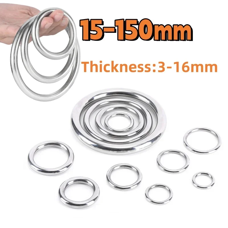 Welded Ring15-150mm 304 Stainless Steel Seamless Welded Circular Ring O Ring for Rigging Marine Boat Hammock Yoga Hanging Ring