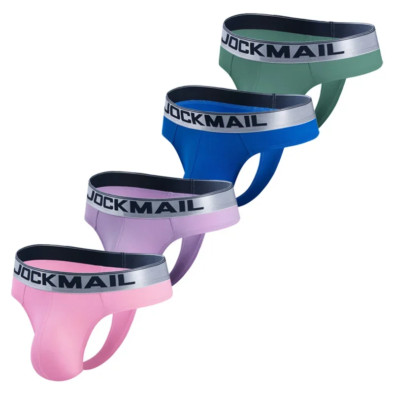 JOCKMAIL Mens Underwear Briefs Cotton New Embroidered Waist Low Waist 3D Large Bag Back Empty Sexy Sissy Panties Gay jockstrap