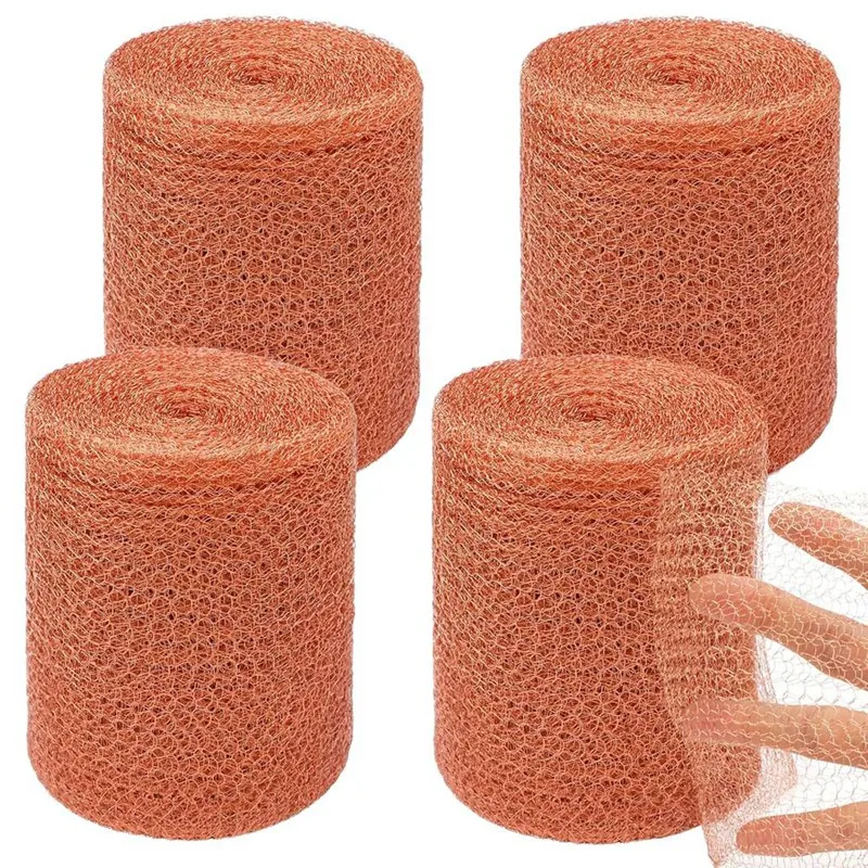 

2025 New 4-Piece Copper Mesh Rodent Control Kit 5 X 33Inch Rust-Proof Copper Mesh Roll For Gardening Seals Water Openings