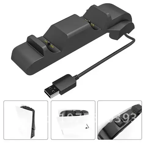 

LED Indicator Dual Charger Station Accessories Portable Gaming Base Fit For Ps5 Controllers Travel Home Office Adapter