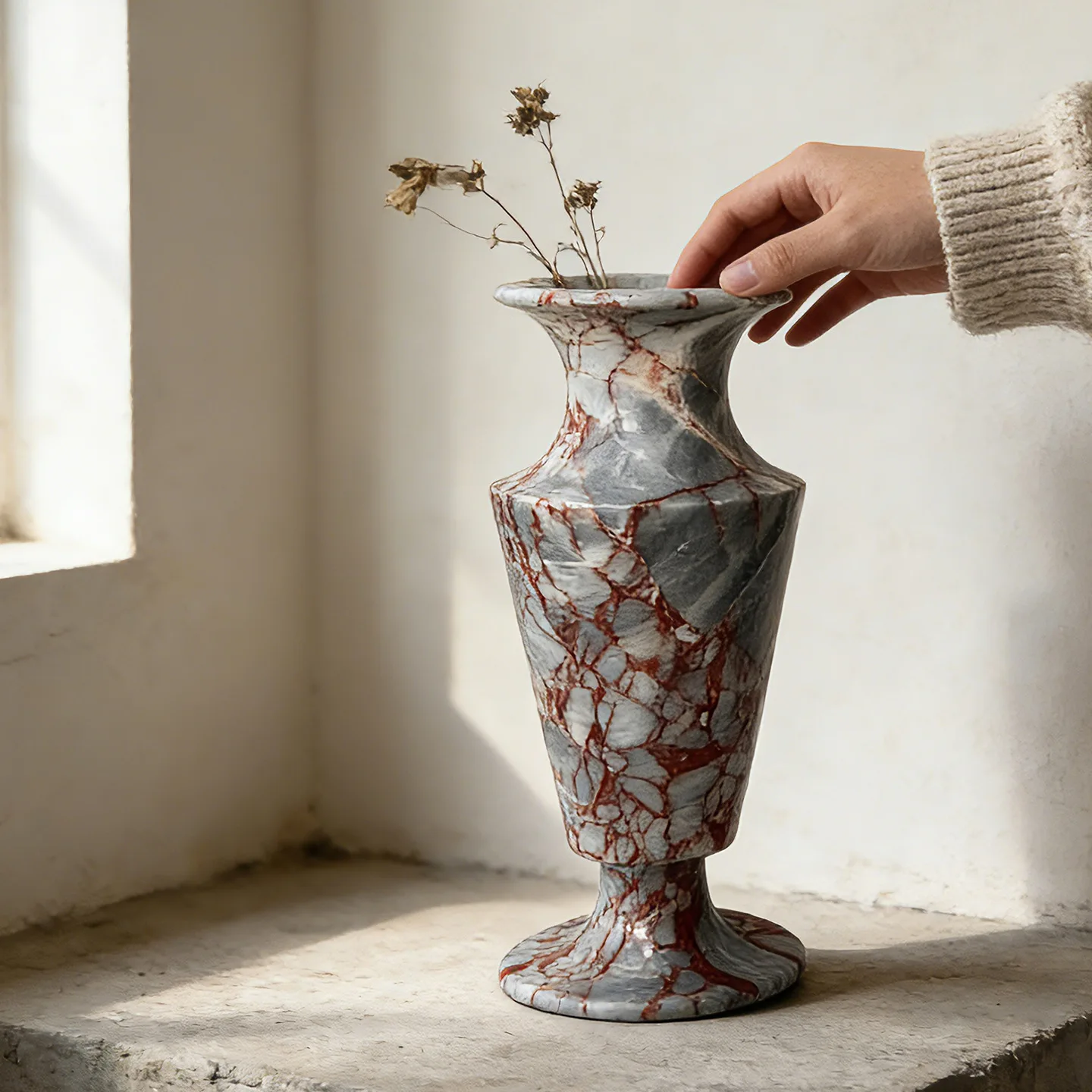 Hxl classy marble vase ornaments dining table home decoration