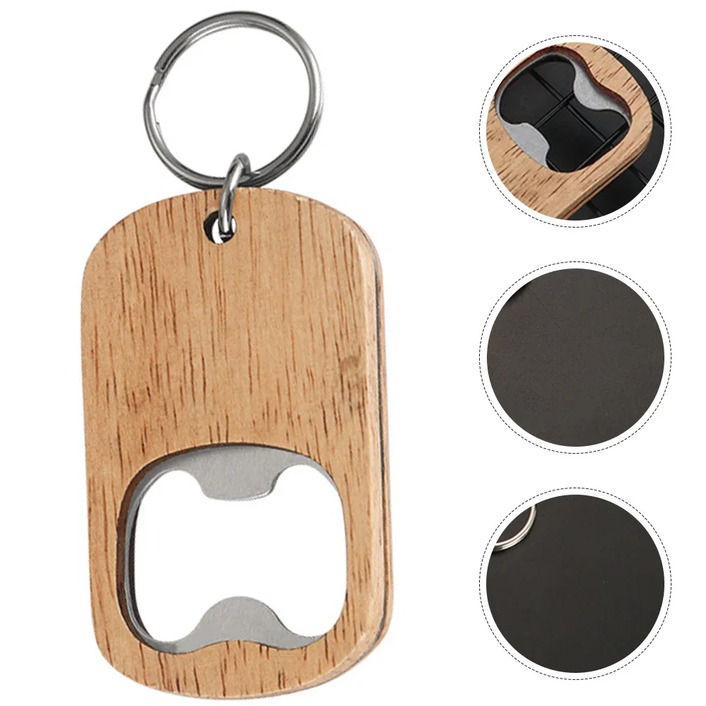 1/2/4 Pcs Accessories Easy Beer Bottle Opener Wooden Handle Bar Kitchen Party Favors Keychain