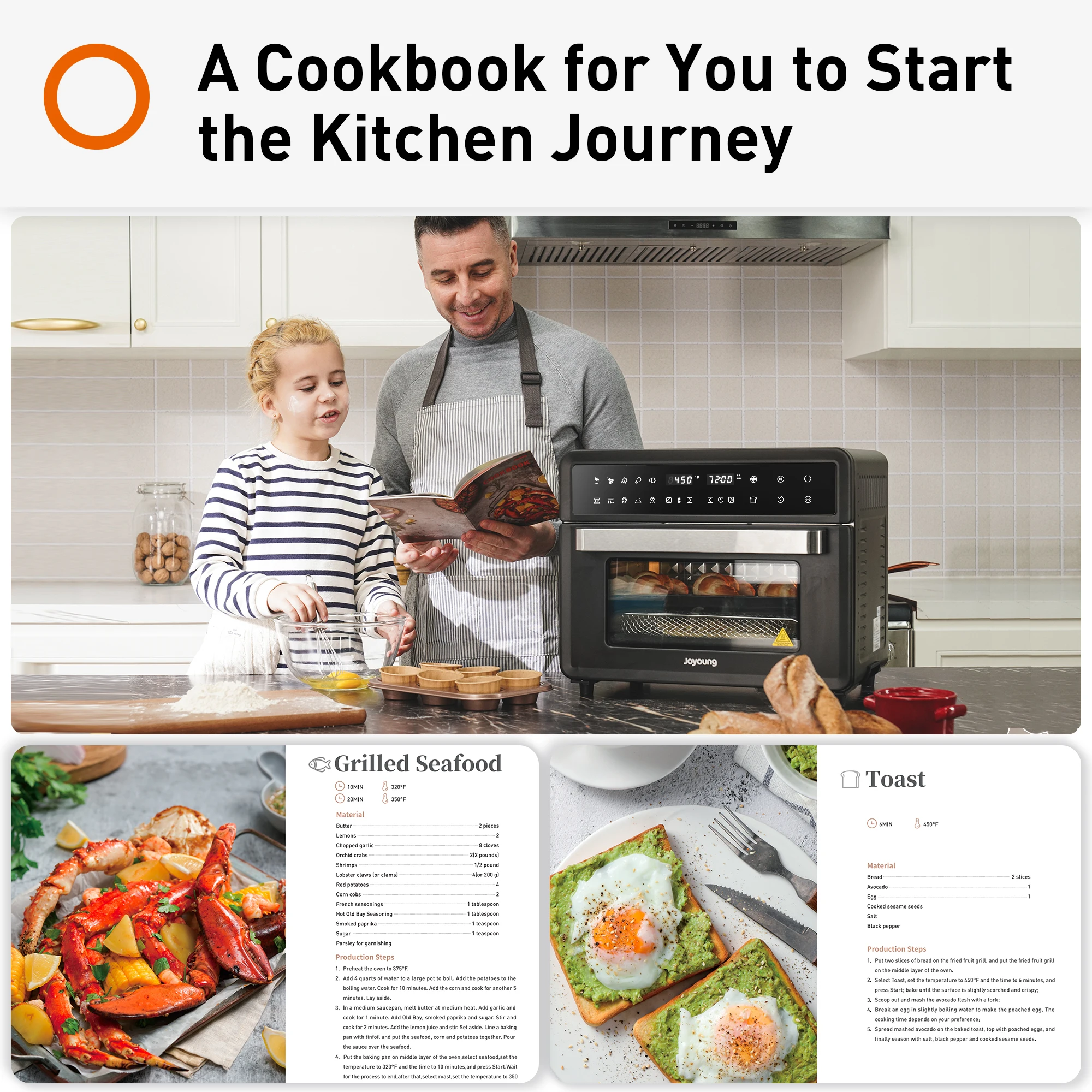 Joyoung 1800w 28qt ar fritadeira torradeira forno de convecção 13 funções predefinidas torradeira fritadeira de ar forno led digital tela sensível ao toque