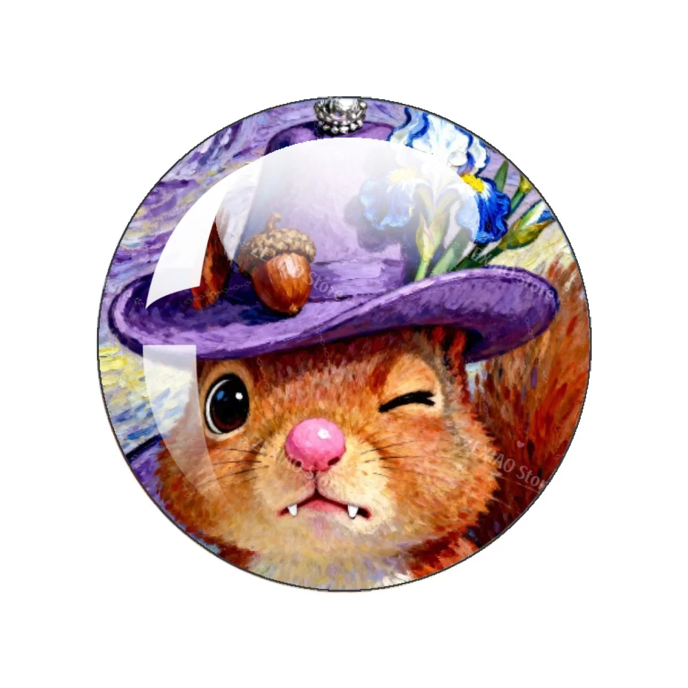 Van Gogh Cat Dog Animals Oil Painting Creative Images12mm/20mm/25mm Round Glass Cabochon Demo Flat Back Making Findings Part2