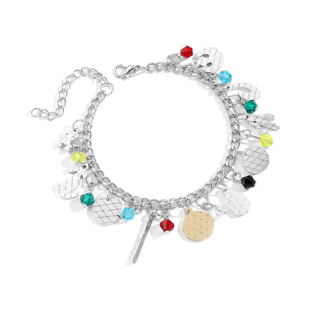 Star Wars Fan Jewelry the Mandalorian Inspired Charm Bracelet with Grogu Mythosaur Skull And Lightsaber Details Sci-Fi Accessory - view 5