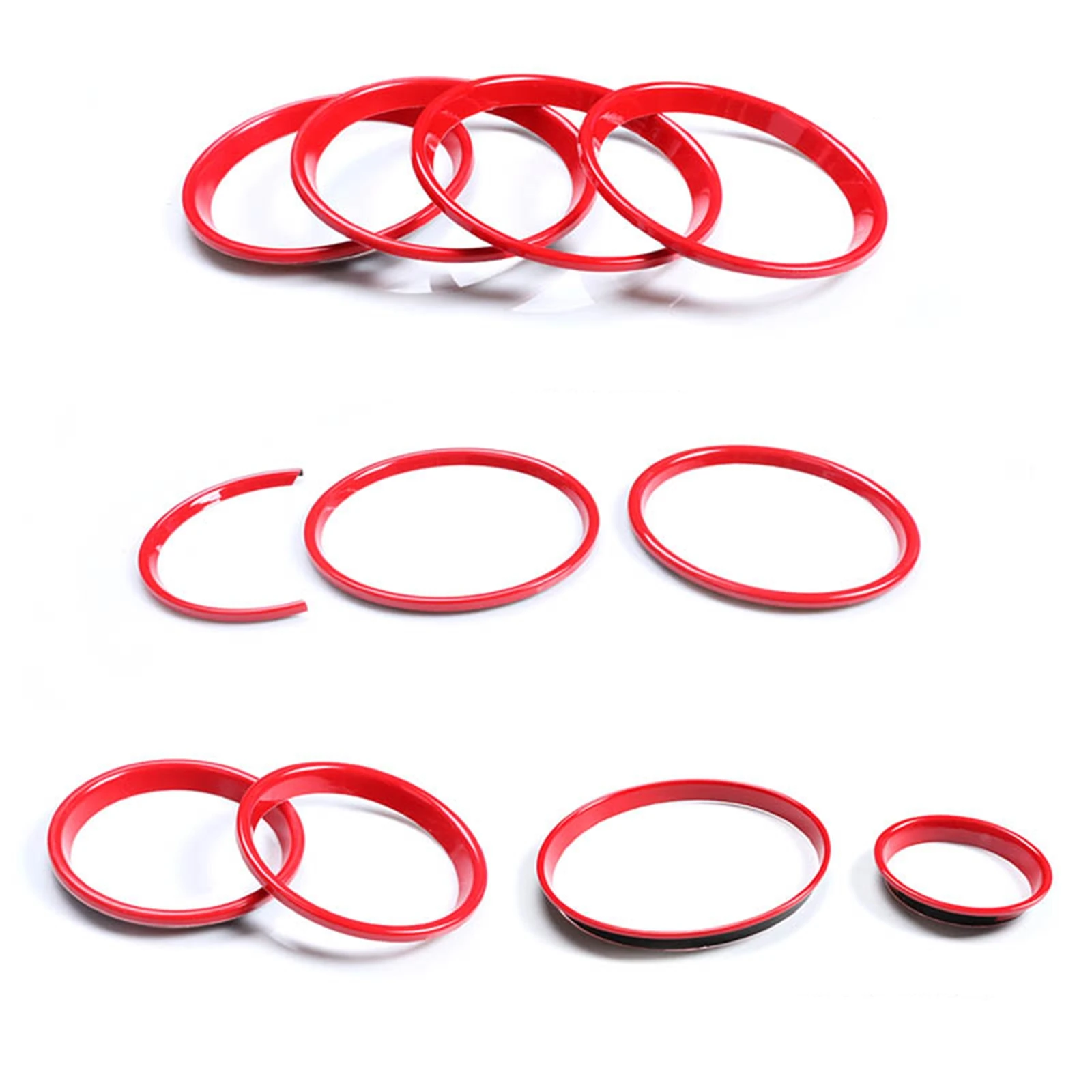 11PCS Car Gear Steering Wheel Trim Kit Ring Cover Red Dash Board Dashboard Gauge Pod Rim Frame For BMW Mini Cooper F55 F56 F57