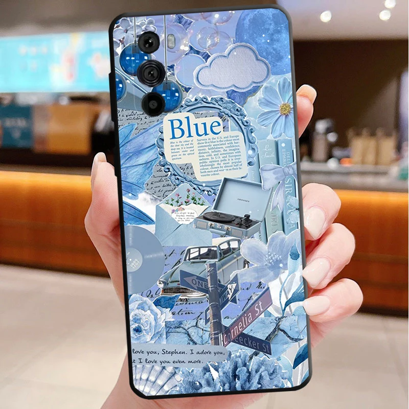 

Phone Case For Motorola Edge 60 50 40 Pro 60 50 40 30 Ultra Neo Fusion Moto G Play G Stylus Cute Blue Aesthtic