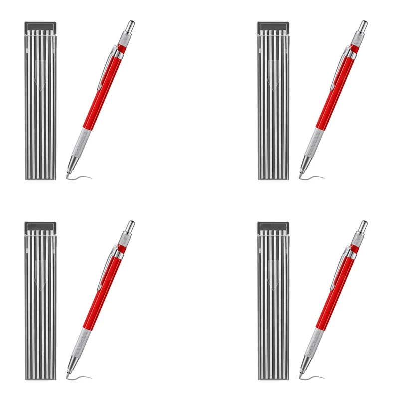 4x Schweißer Bleistift mit 48 Stück Silberst reifen Nachfüllungen, Metall marker mechanisches Schweißen Bleistift pipet fitter, Herstellung, rot