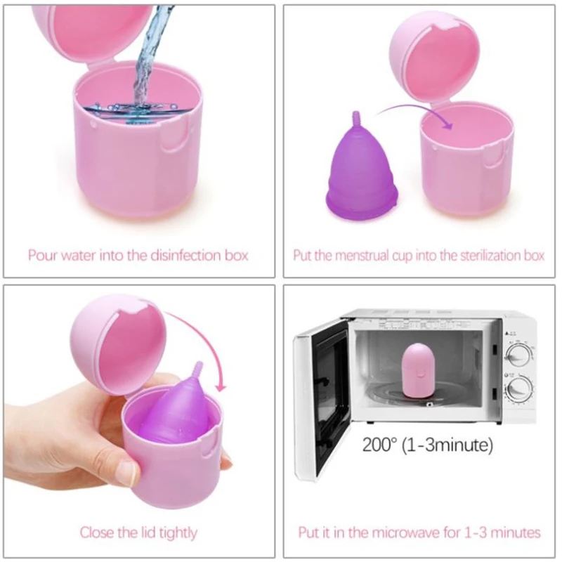 Medical Silicone Menstrual Cup Feminine Hygiene Menstruation Disc&Sterilizing Box Mestrual Bowl for Women Menstrual Collector