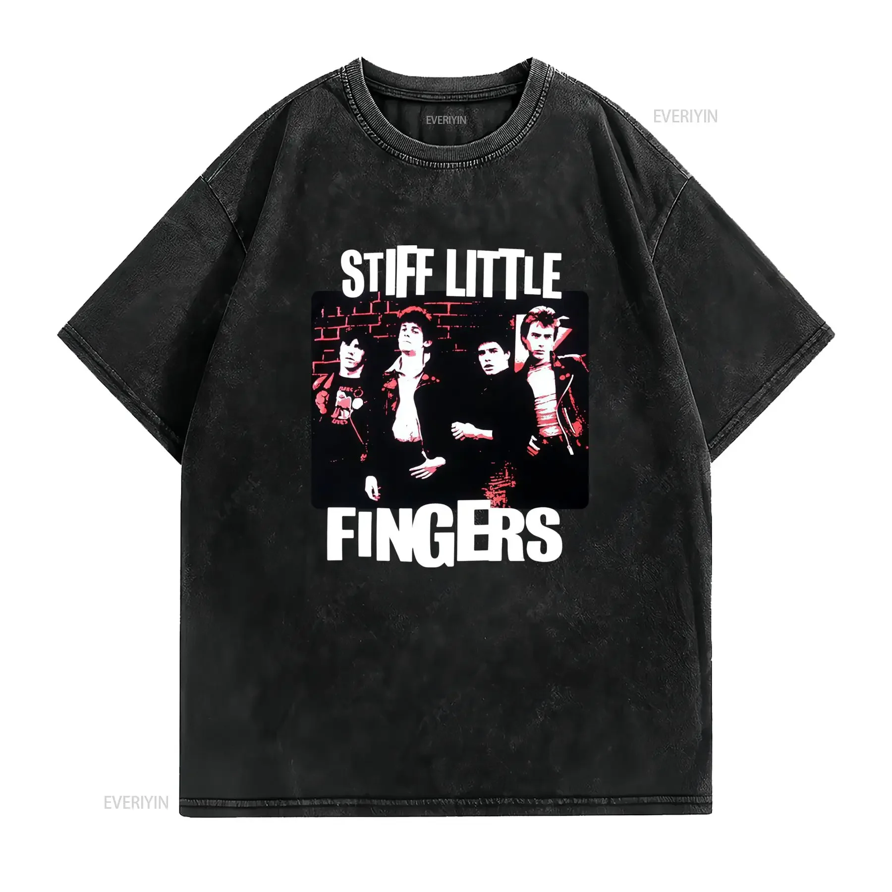 Men'S Stiff Little Fingers Punk T Shirt XL Black Music with Iconic 1977 Photo Logo Song Lyrics Casual Round Neck All vintage