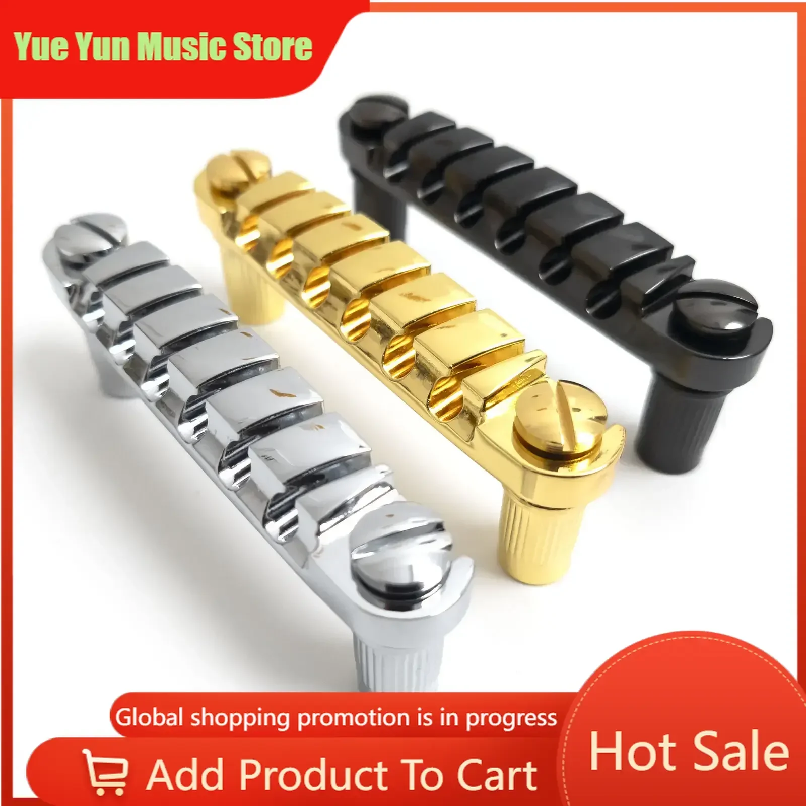 Guitar Stop Bar Tailpiece – Tune-O-Matic Style, For  LP SG, Gold/Chrome/Black, High-Quality Build & Easy Installation
