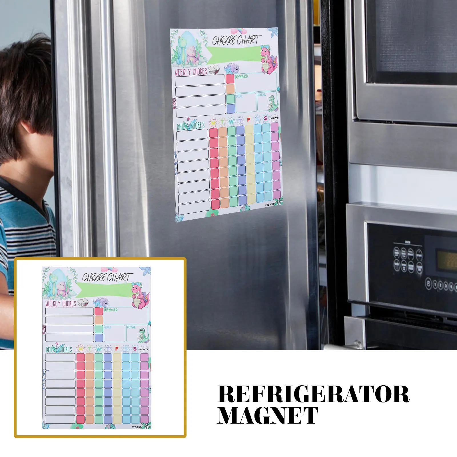 

1 Sheet Magnetic Sticky Poster Kids Chore Chart for Children with Reward System Home Behavior Tracker for Parents Teachers