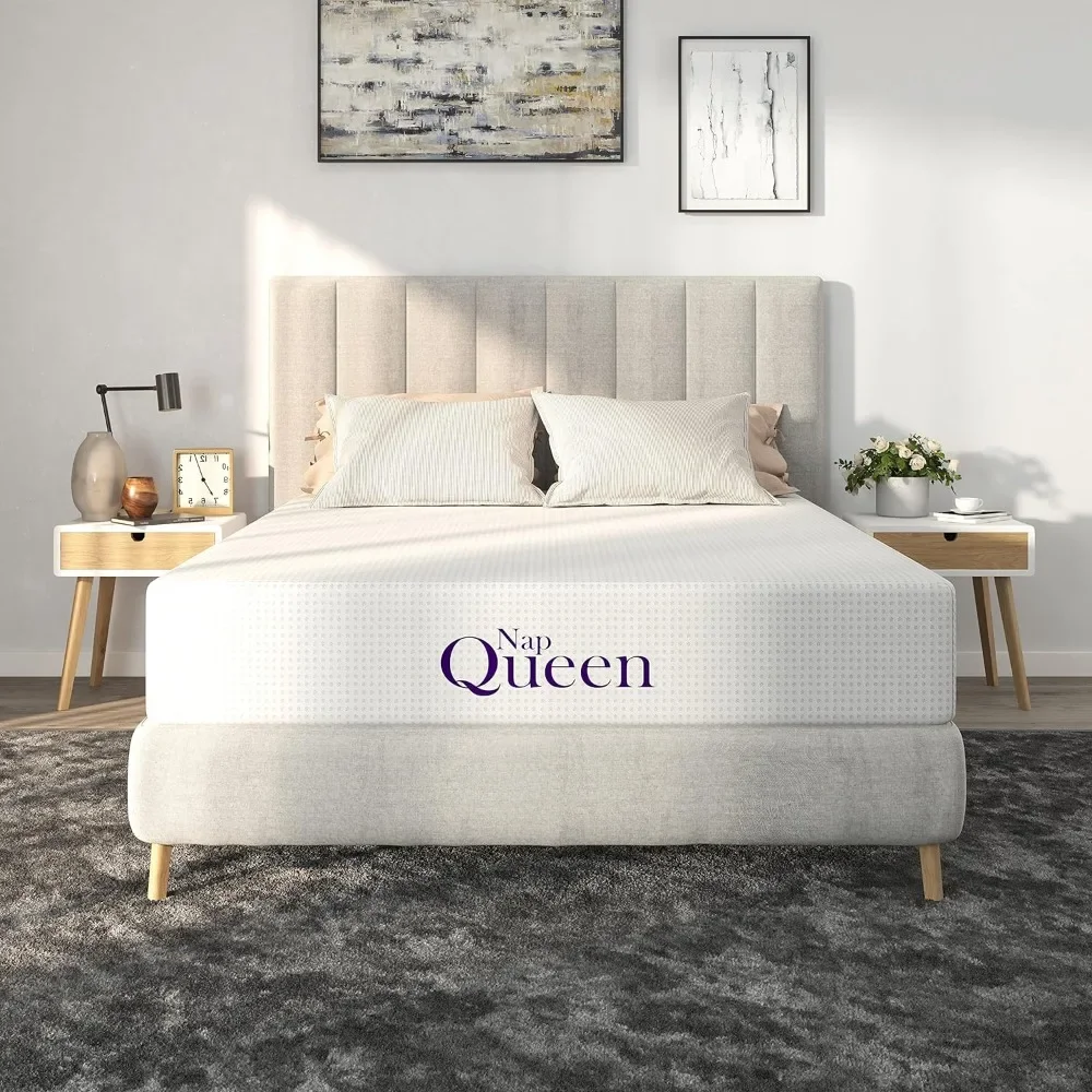 

12 Inch Queen Size Mattress, Bamboo Charcoal Memory Foam Mattress, Bed in a Box,White