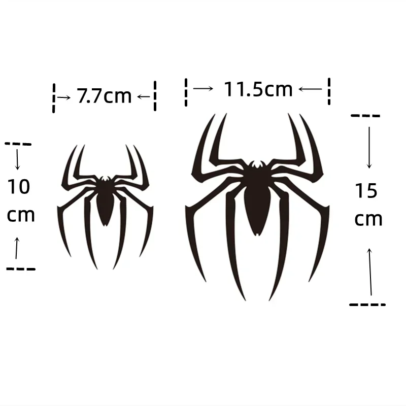 2PCS Spider Car Stickers Creative Waterproof Reflective Vinyl Decal for Rear & Front Windshield Decorative Accessories