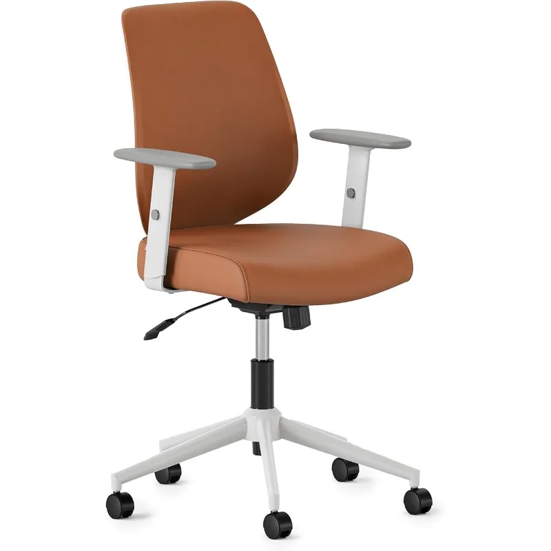 Daily Chair - Vegan Leather Office Chair with Swivel, Lumbar Rest, and Adjustable Armrests - Comfortable Seating