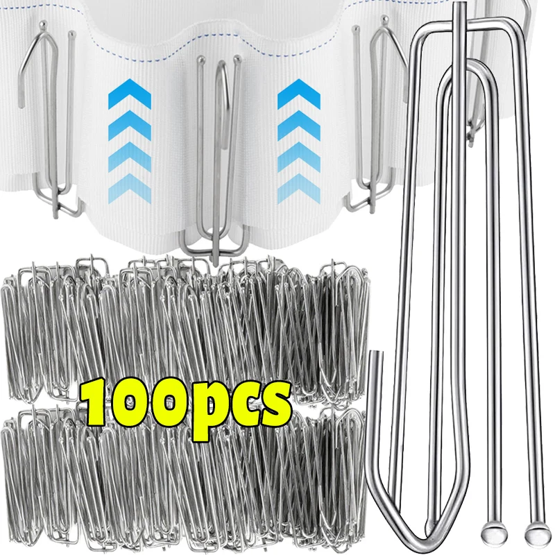 Curtain Pleat Hooks Stainless Steel Drapery Hooks 4 Prongs Home Rust-Resistant Shower Curtain Cloth Clamp Making Pleated Pins