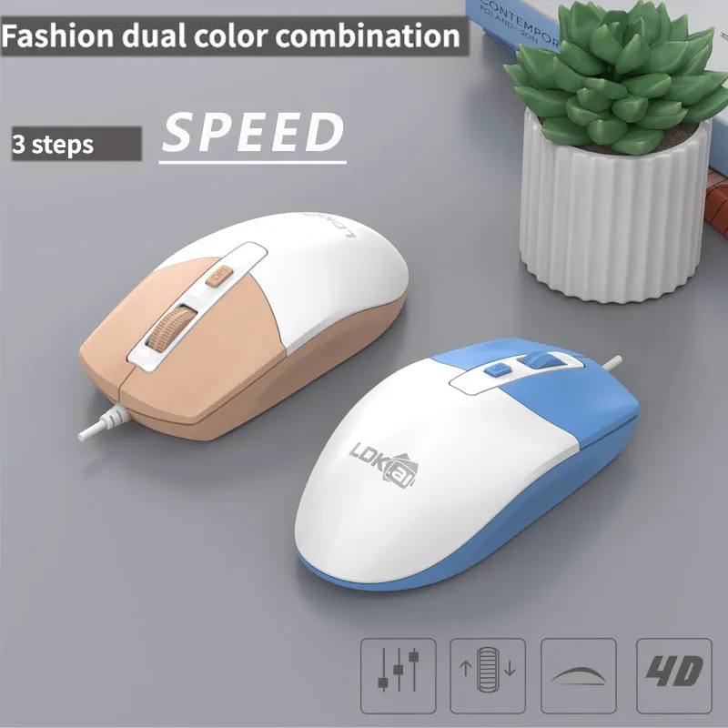 Fashionable X3 Wired USB Mouse with Tri‑Mode DPI 800/1200/1600 for Efficient Office Work Ergonomic Comfort Grip Plug and Play