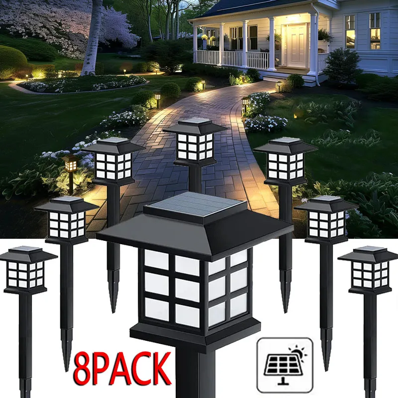 8 Pack Solar Lights Outdoor Waterproof LED Solar Powered Garden Stake Lights Pathway Landscape for Yard Patio Walkway Driveway
