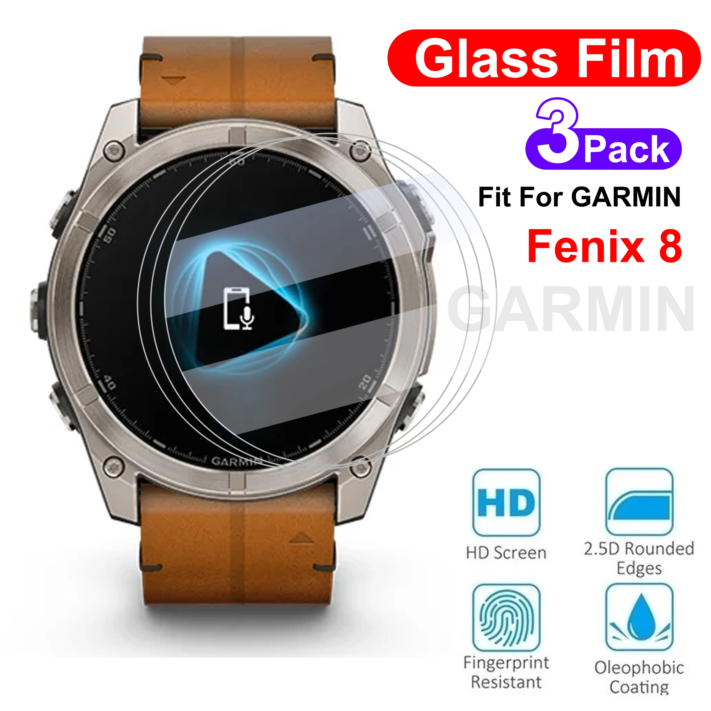 

3pcs/lot Tempered Glass Watch For Garmin Fenix 8 43mm/47mm/51mm Screen Protector Film Fenix8 47mm Solar Smart Watch Accessories