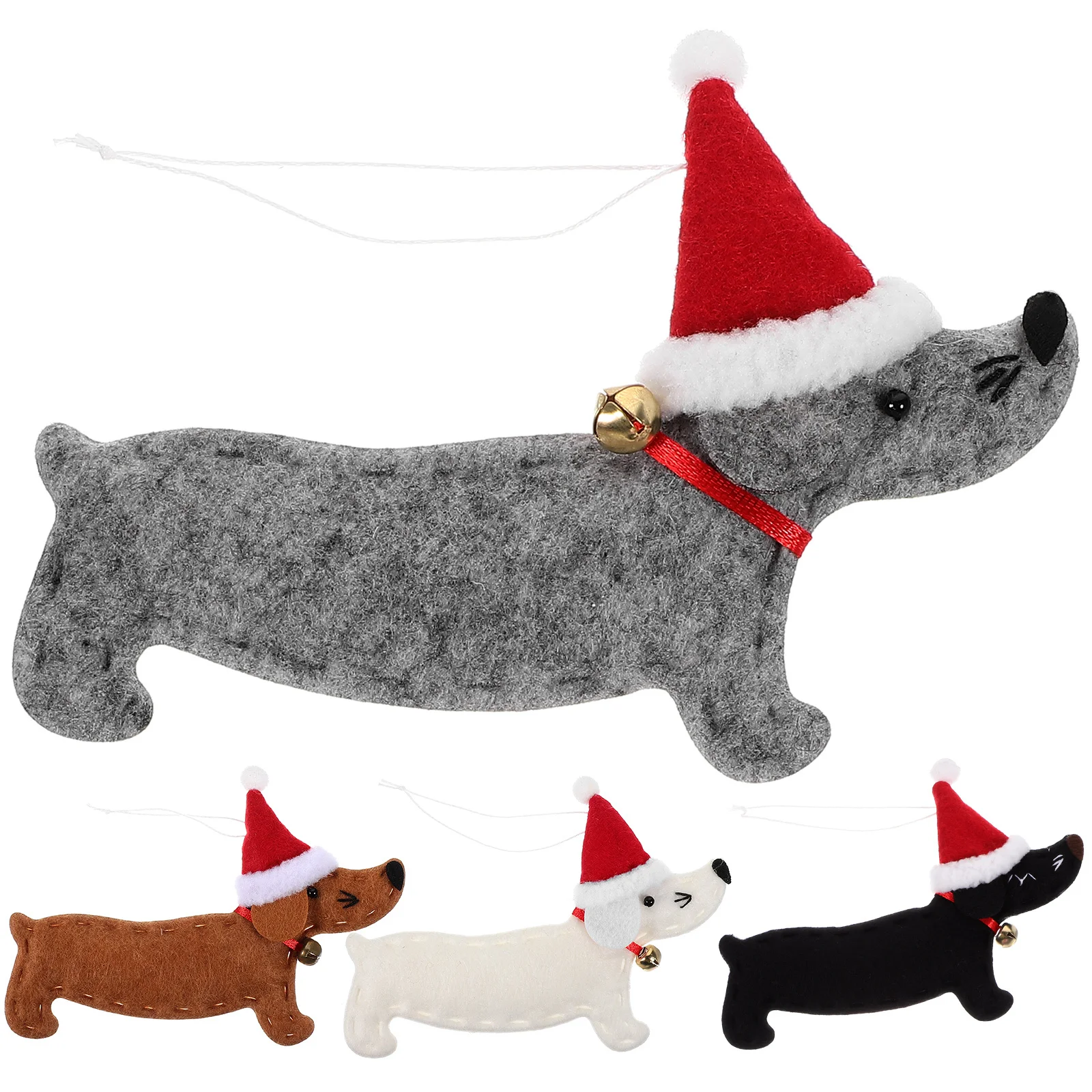 

4 Pcs Ornaments Dachshund Gifts Xmas Christmas Festival Brown Decor Ball Figure Dog
